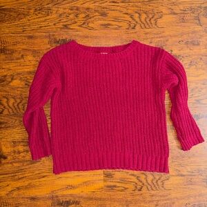 Pink Lily Women's Ribbed Knit Red Sweater Polyester SOFT Chenille Oversized